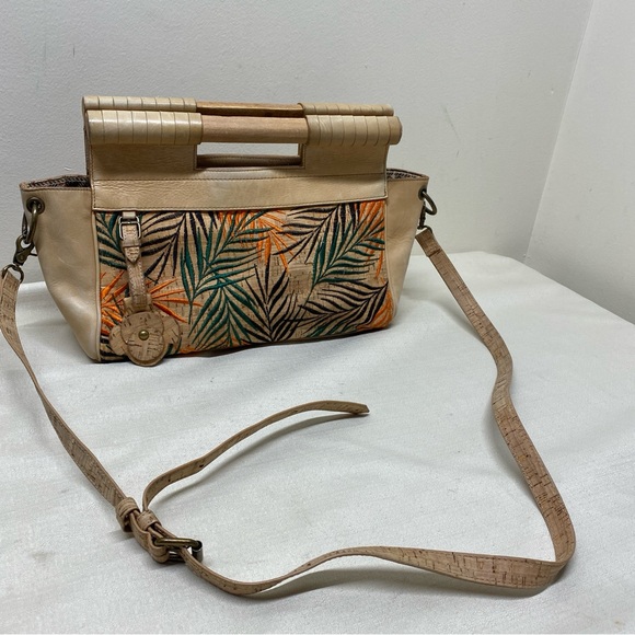 Naughty Monkey Tropical Patterned Leather Tan and Green Women's Bag - Picture 5 of 16